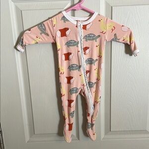 Kickee pants 3-6 month peach turtle/duck/guinea pig footed sleeper